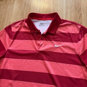 Nike Golf Dri Fit Striped Performance Polo Collared Golf Shirt- Men’s Large